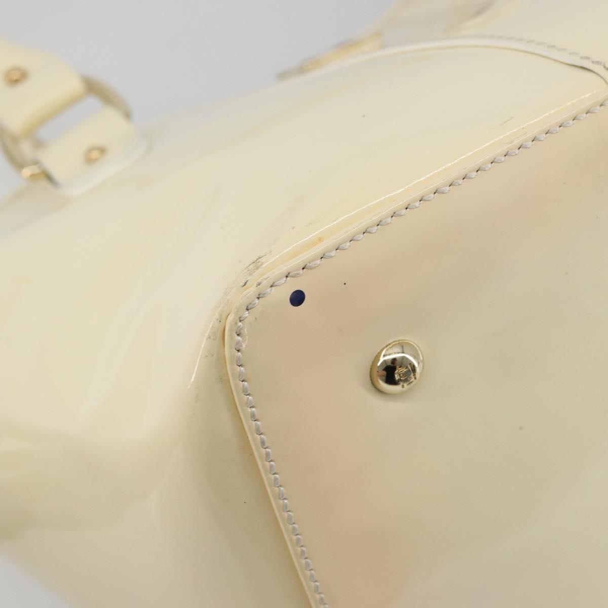 FENDI Hand Bag Patent leather Ivory Gold Auth BA12442A