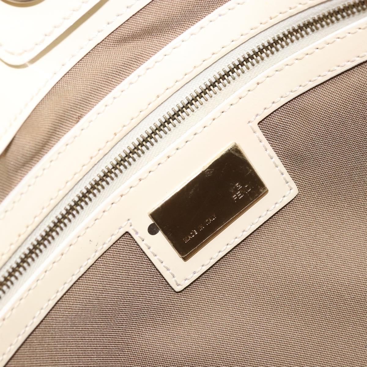 FENDI Hand Bag Patent leather Ivory Gold Auth BA12442A