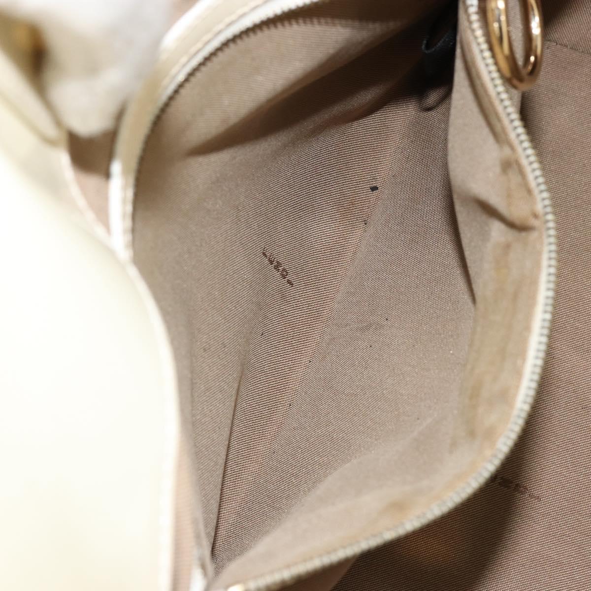 FENDI Hand Bag Patent leather Ivory Gold Auth BA12442A