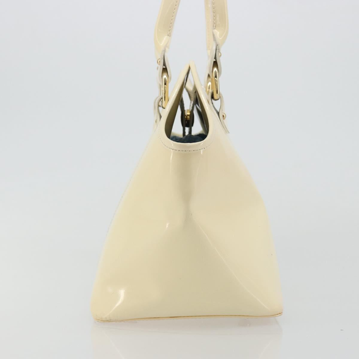FENDI Hand Bag Patent leather Ivory Gold Auth BA12442A