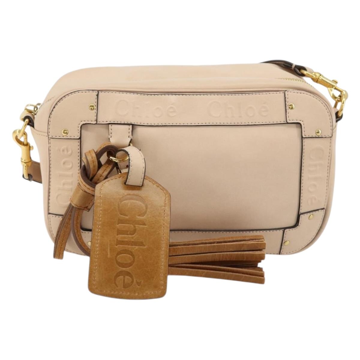 Chloe Shoulder Bag Leather Pink Gold Auth BA12443A