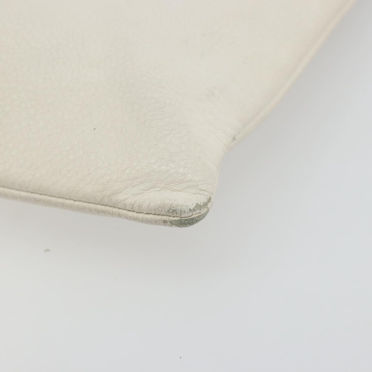 BALENCIAGA Clutch Bag Leather White Silver 485110 Auth BA12446