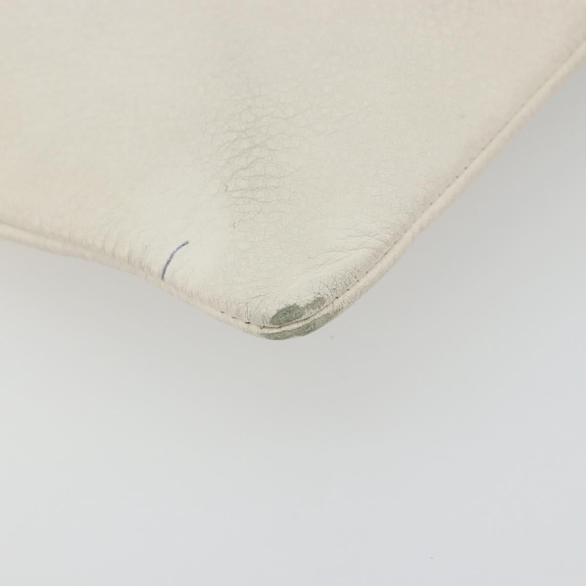 BALENCIAGA Clutch Bag Leather White Silver 485110 Auth BA12446