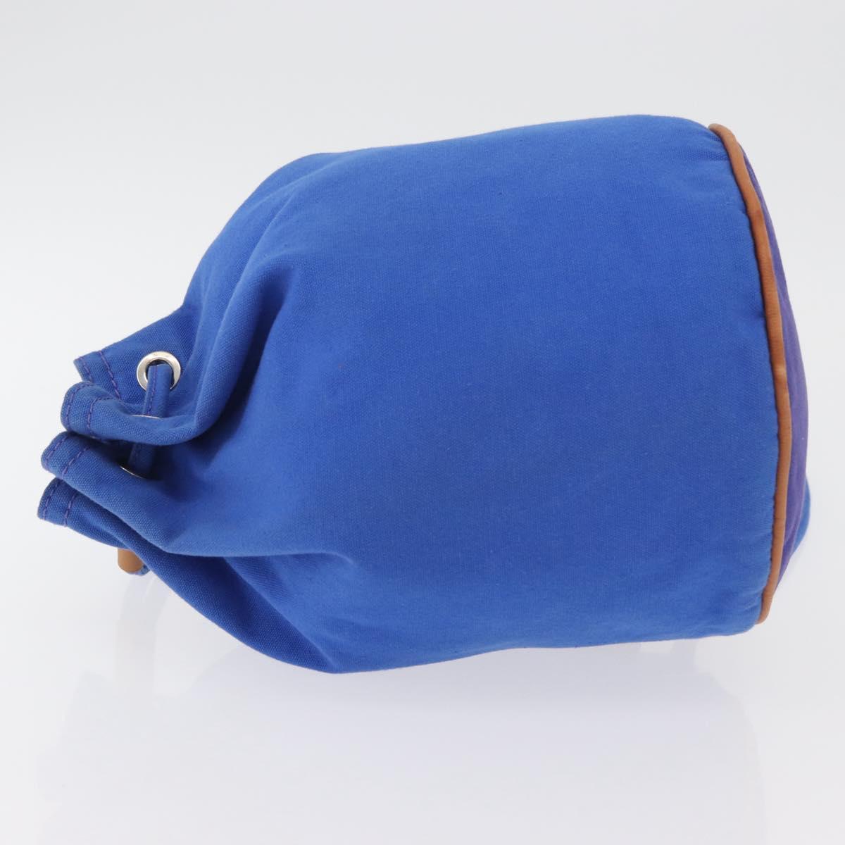 HERMES Purse Shoulder Bag Canvas Blue Silver Auth BA12448A