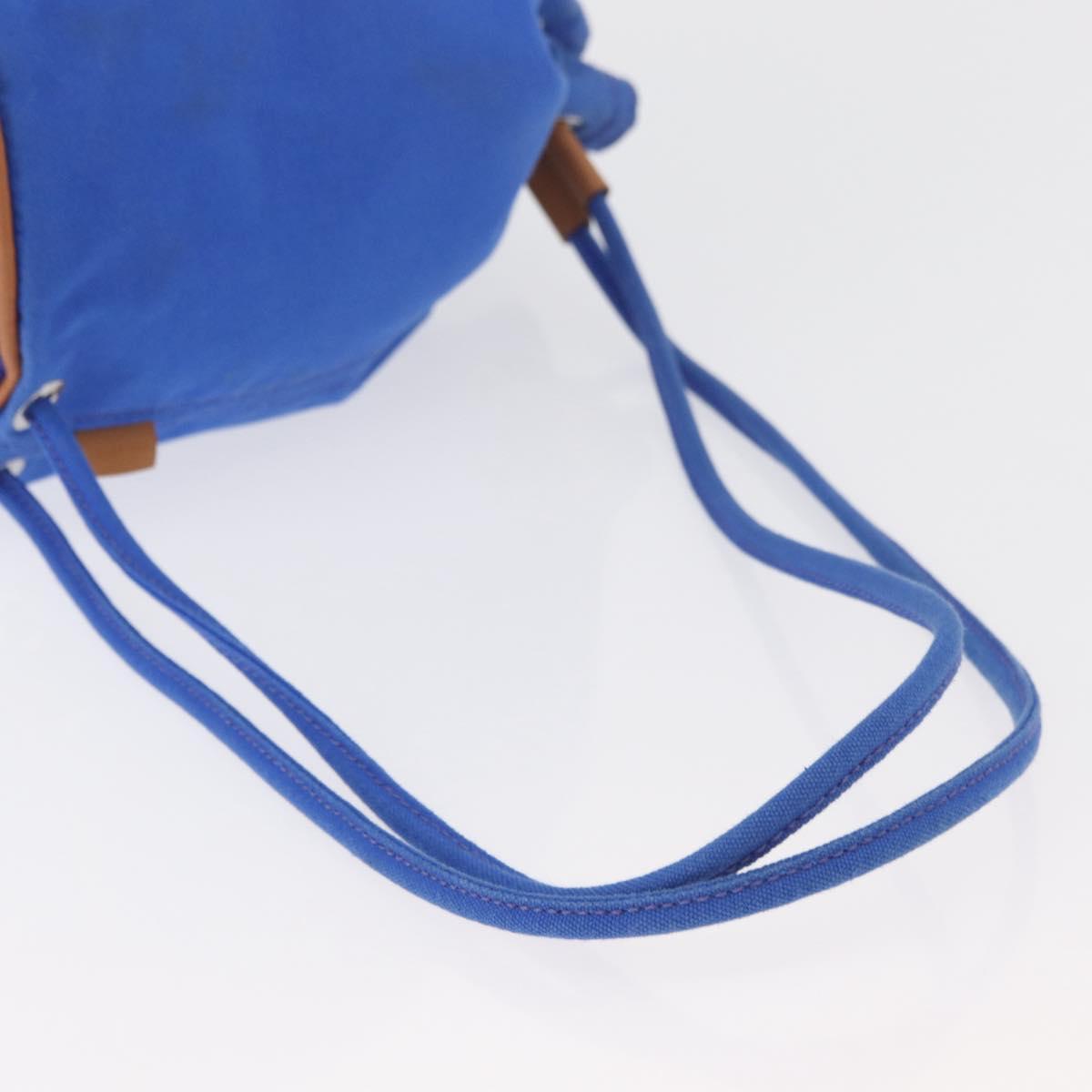 HERMES Purse Shoulder Bag Canvas Blue Silver Auth BA12448A
