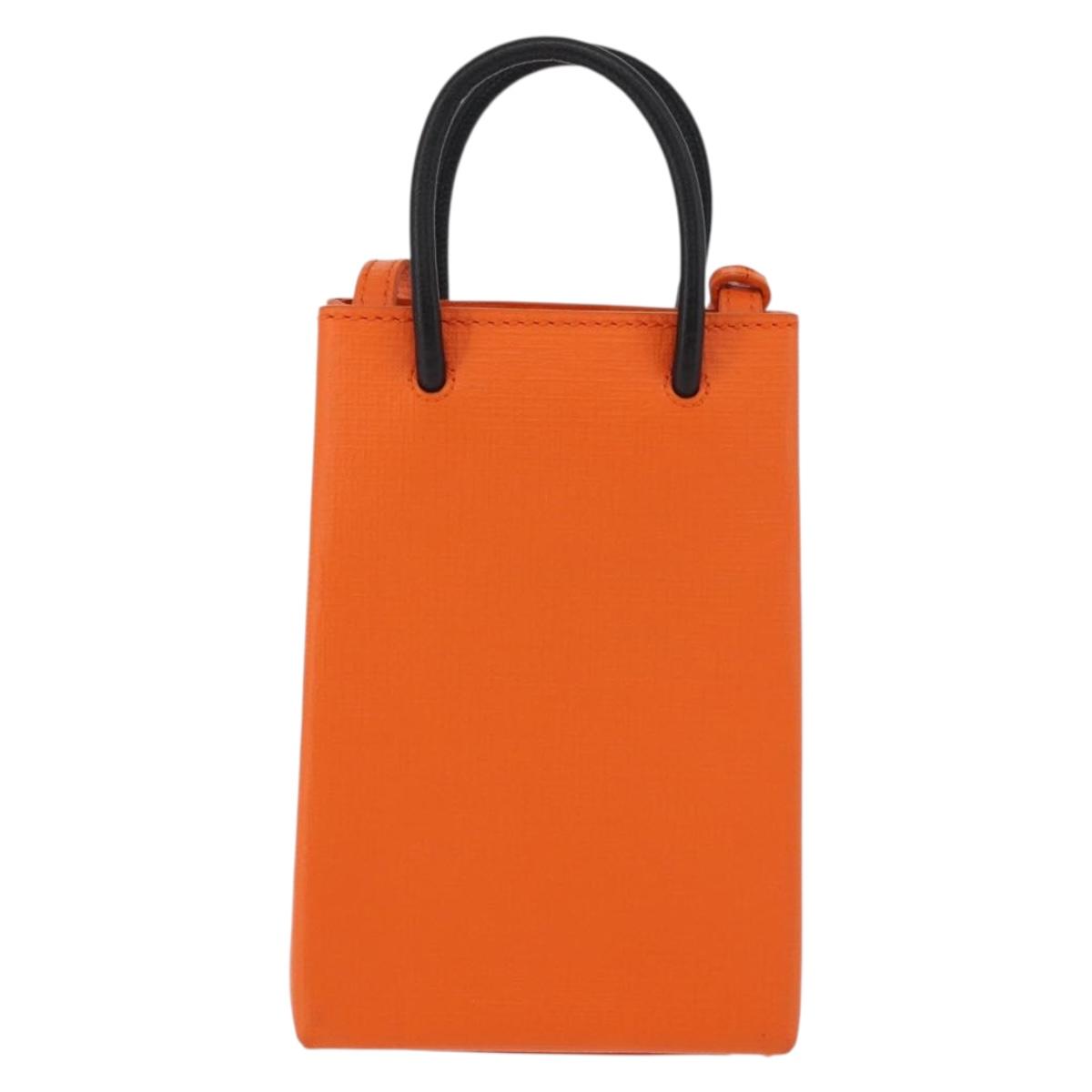 BALENCIAGA Shopping Phone Holder Bag Leather Orange 593826 Auth BA12449A
