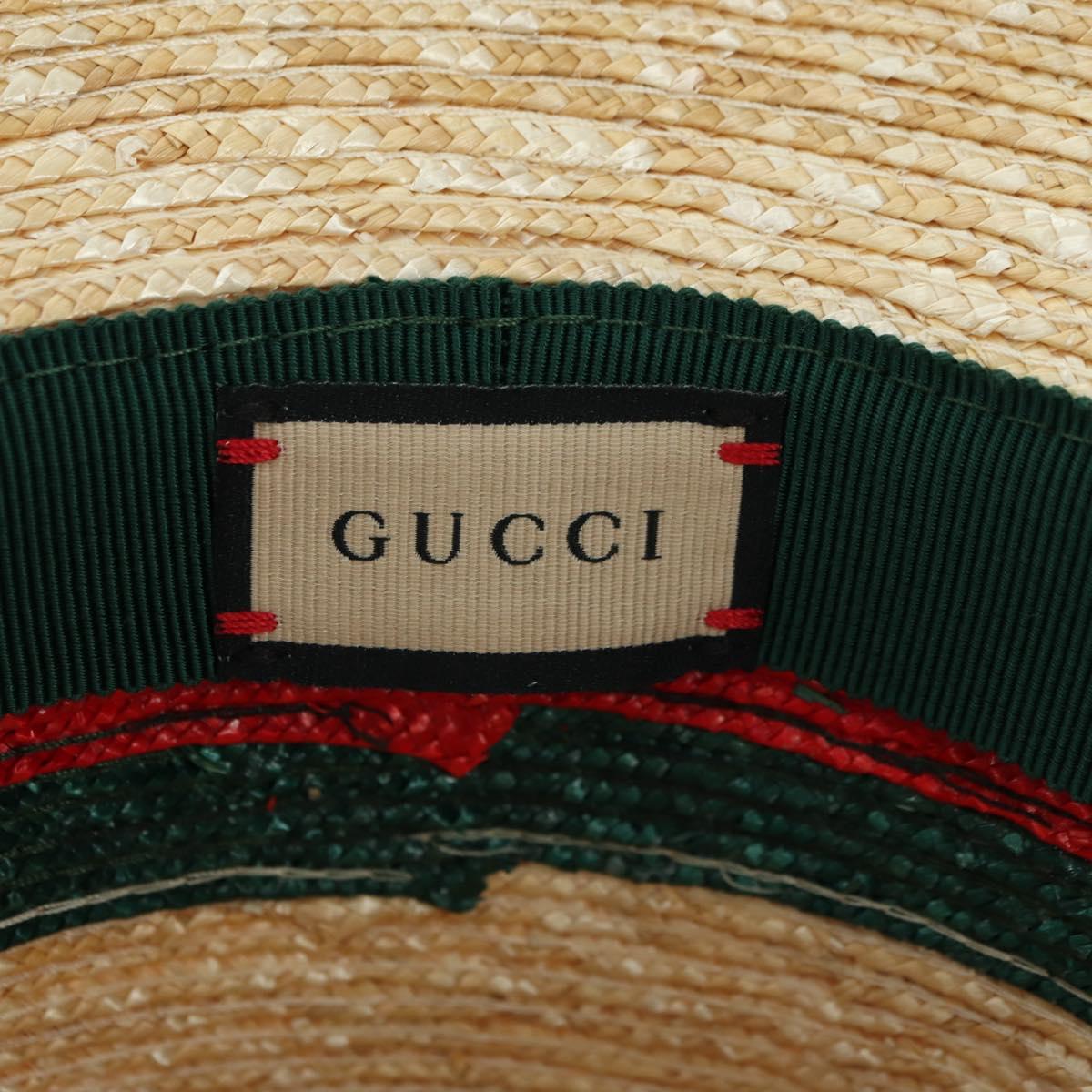 GUCCI Straw Hat S Beige Auth BA12455M