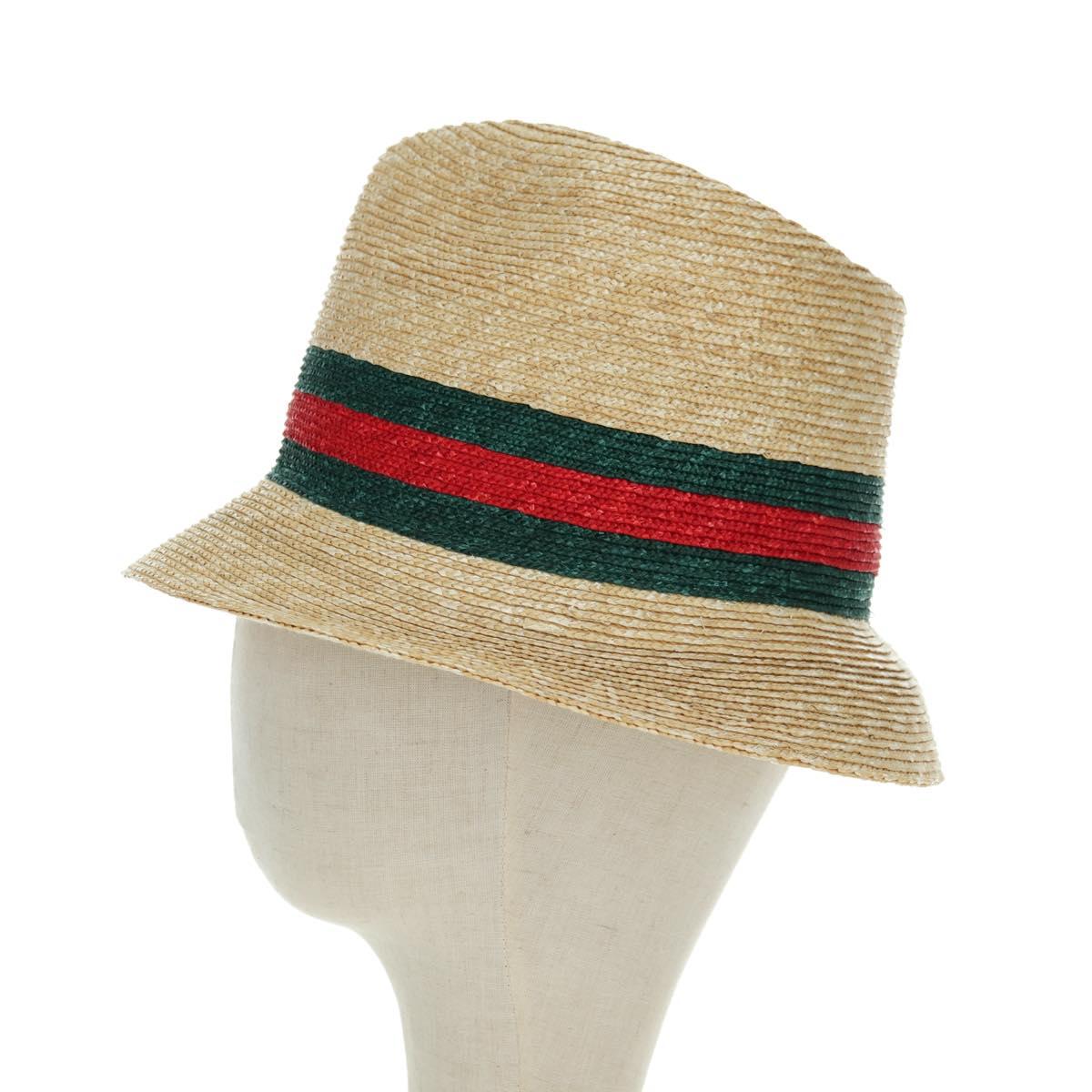 GUCCI Straw Hat S Beige Auth BA12455M