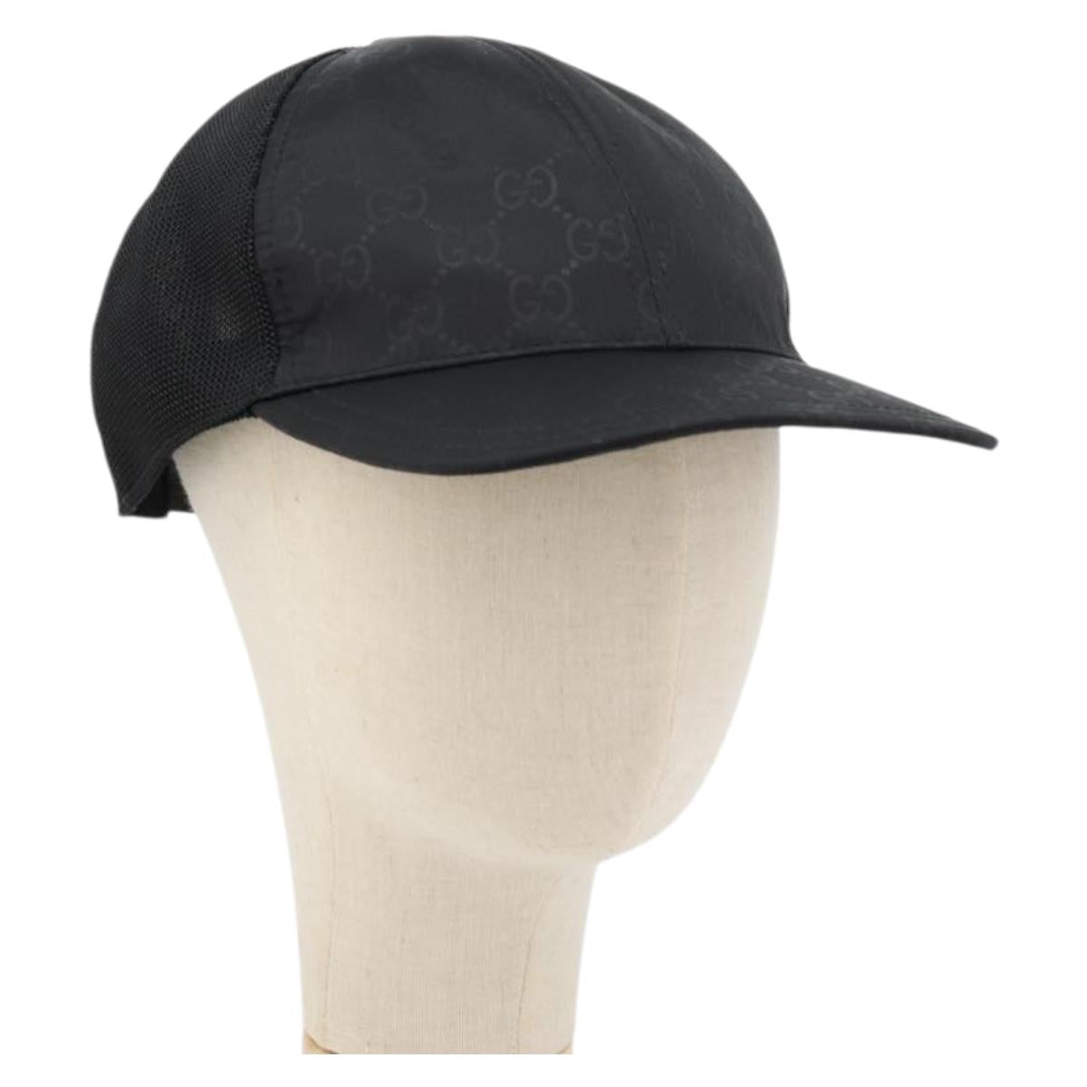 GUCCI GG Canvas Web Sherry Line Baseball Cap Nylon XL Black 200035 Auth BA12456A