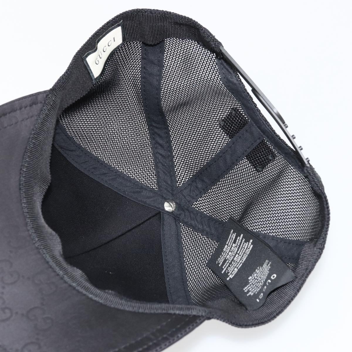 GUCCI GG Canvas Web Sherry Line Baseball Cap Nylon XL Black 200035 Auth BA12456A