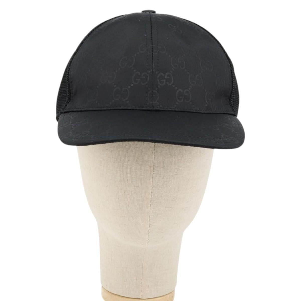 GUCCI GG Canvas Web Sherry Line Baseball Cap Nylon XL Black 200035 Auth BA12456A