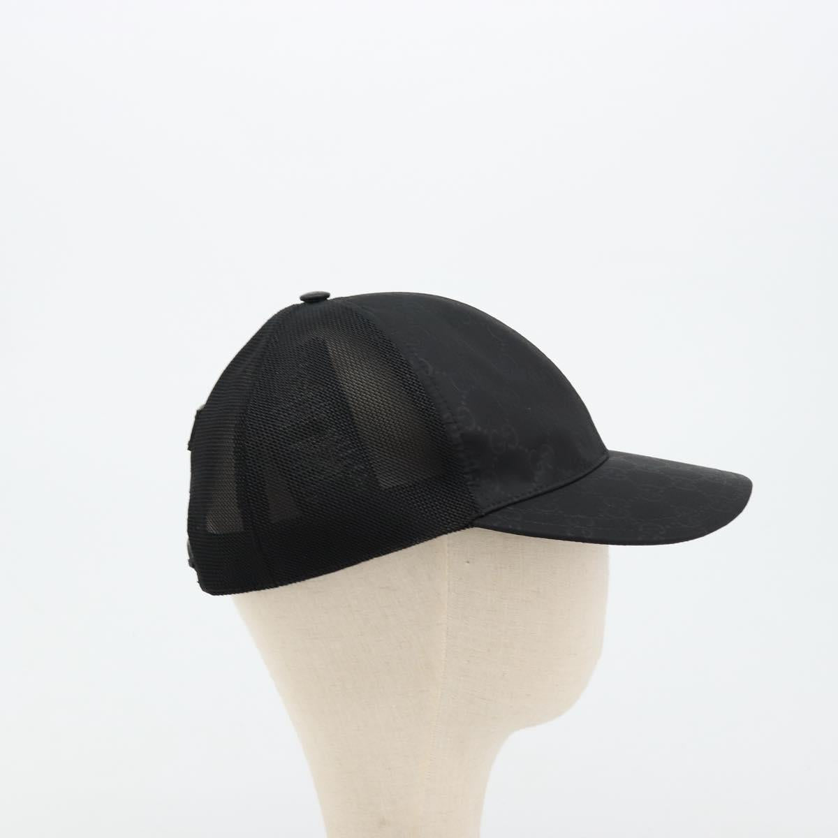 GUCCI GG Canvas Web Sherry Line Baseball Cap Nylon XL Black 200035 Auth BA12456A