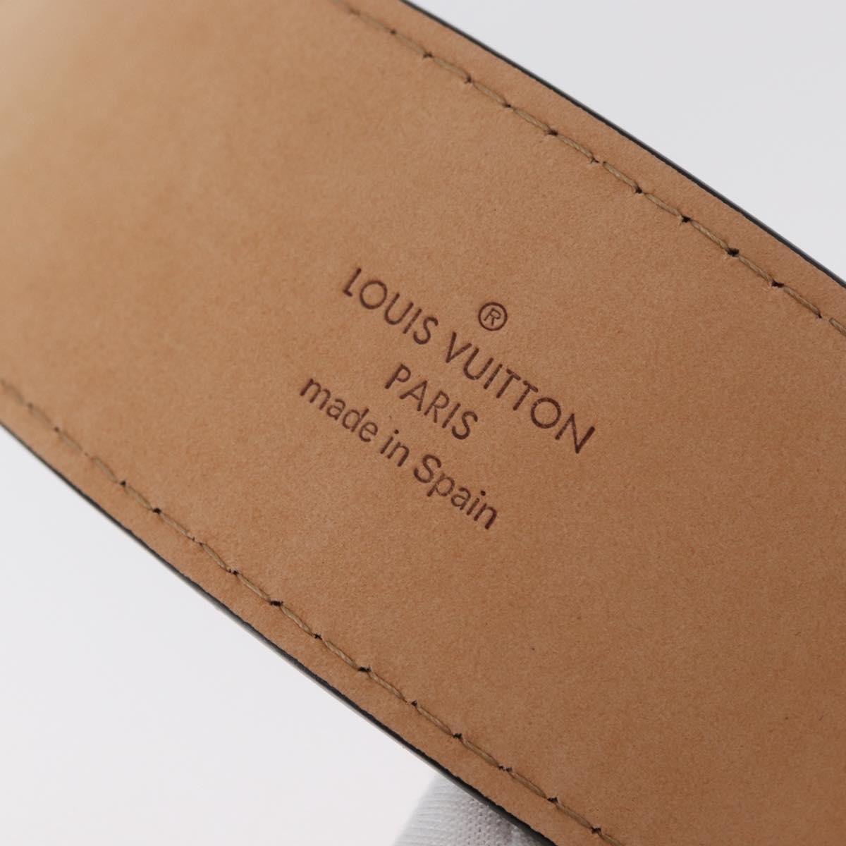 LOUIS VUITTON Ceinture Belt Leather 45.7"" Black LV Auth BA12472A
