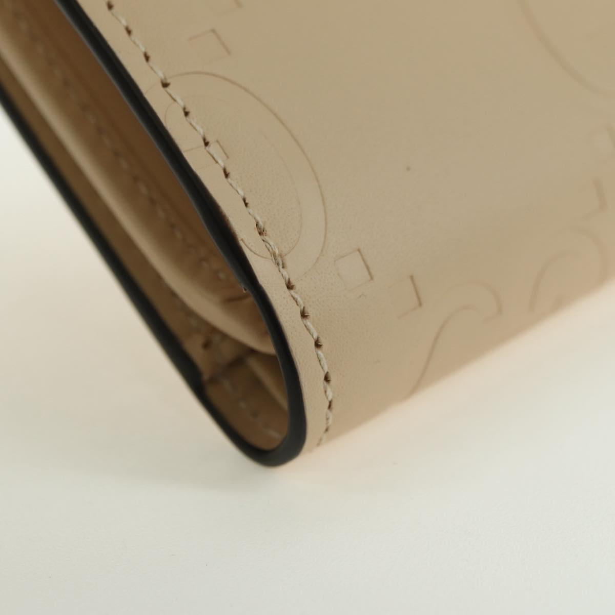 GUCCI GG Canvas Trifold Wallet Leather Beige Gold 772793 Auth BA12477M