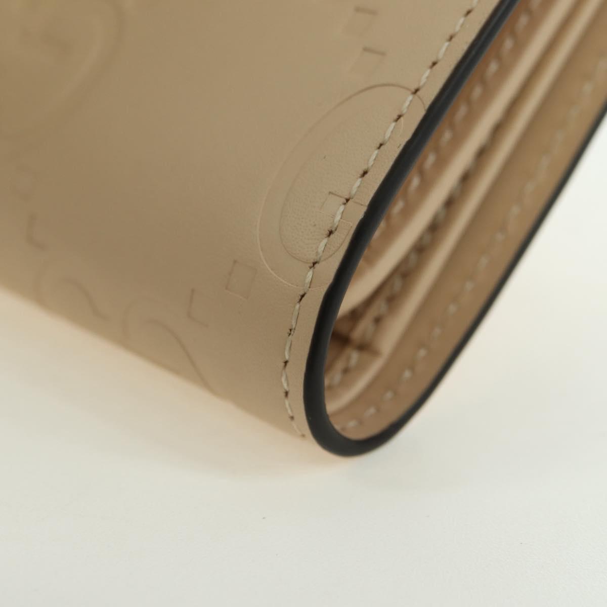 GUCCI GG Canvas Trifold Wallet Leather Beige Gold 772793 Auth BA12477M