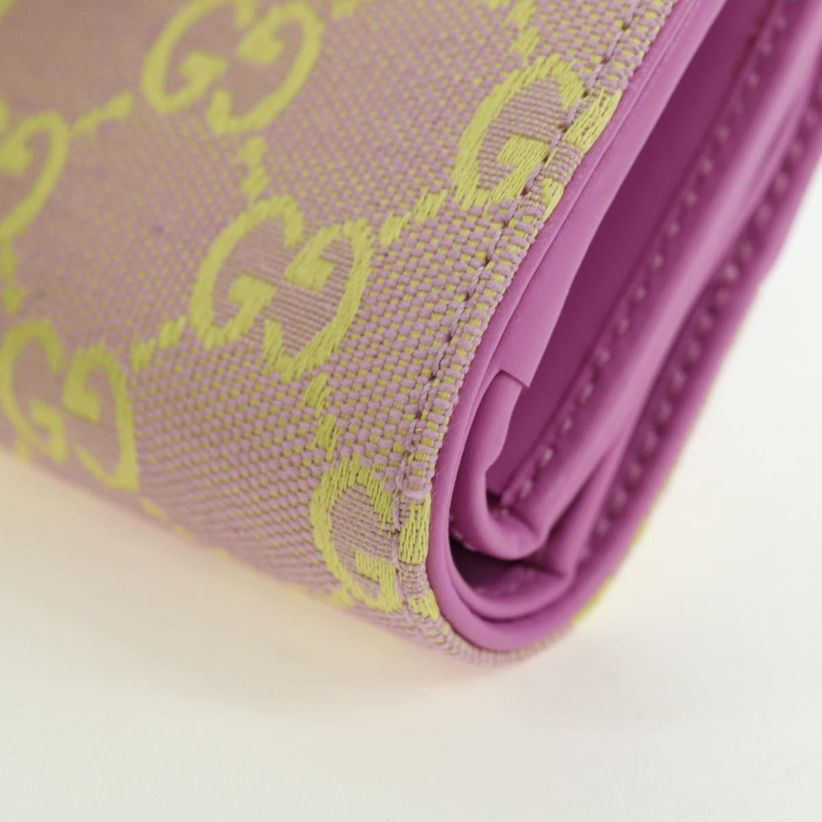 GUCCI GG Canvas Bifold Wallet Pink Gold 783121 Auth BA12478M