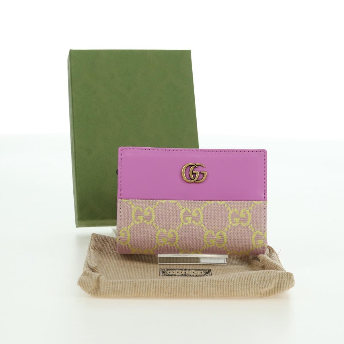 GUCCI GG Canvas Bifold Wallet Pink Gold 783121 Auth BA12478M