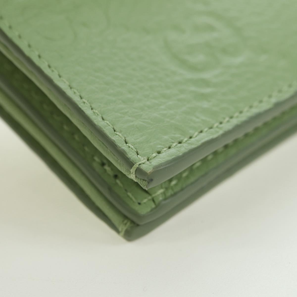 GUCCI GG Canvas Guccissima Bifold Wallet Leather Green Gold 815901 Auth BA12479M