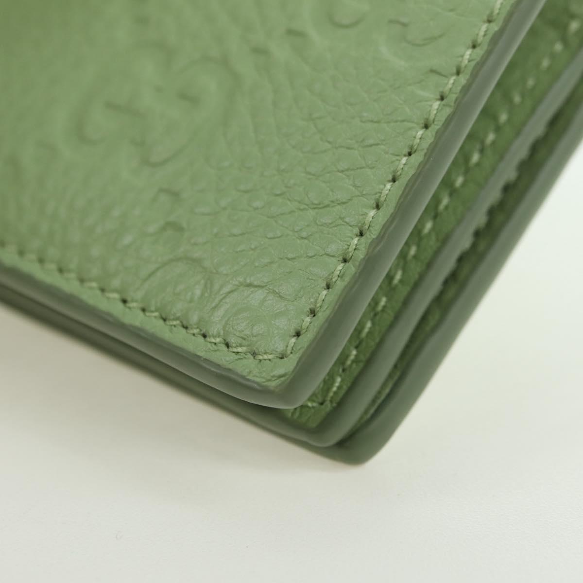 GUCCI GG Canvas Guccissima Bifold Wallet Leather Green Gold 815901 Auth BA12479M