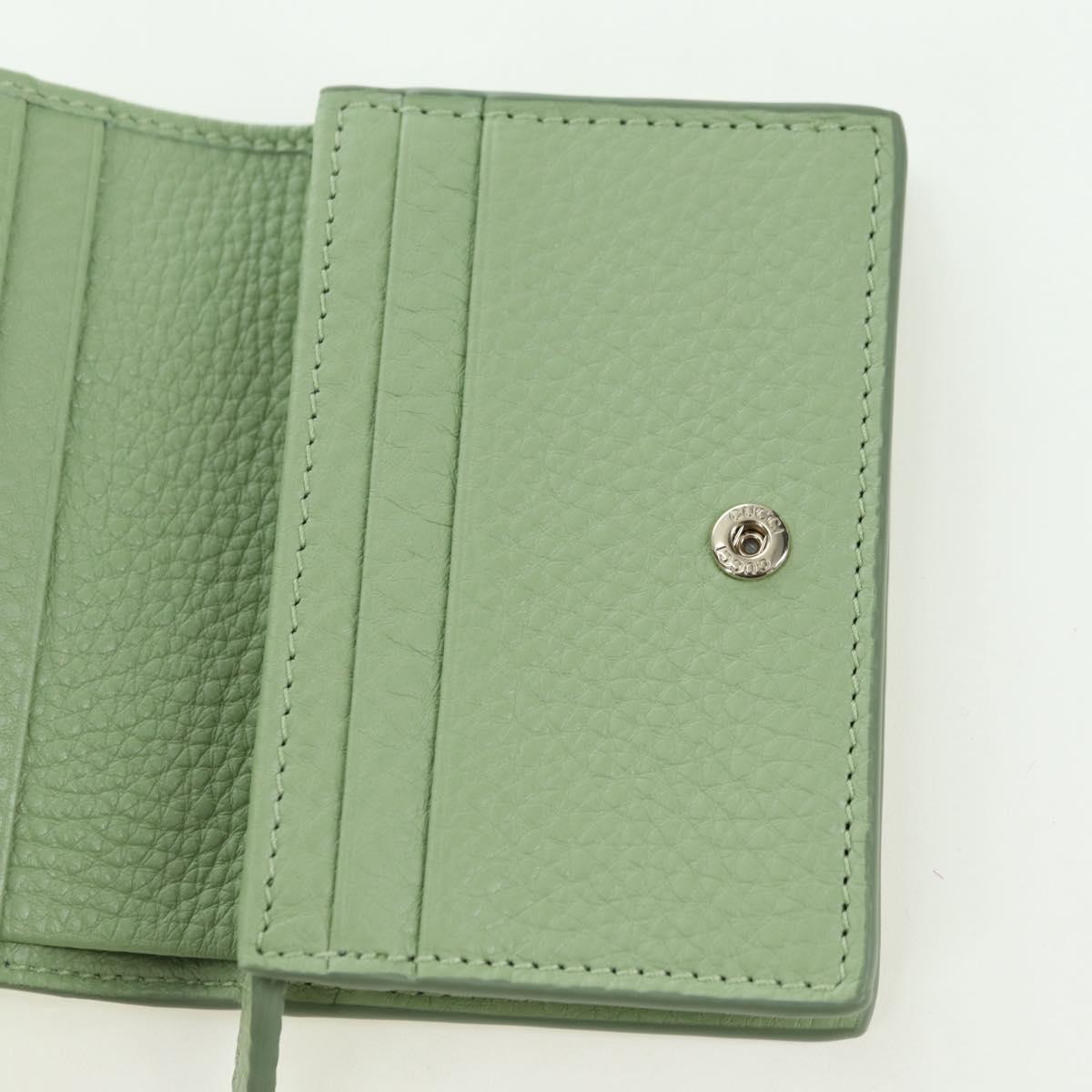 GUCCI GG Canvas Guccissima Bifold Wallet Leather Green Gold 815901 Auth BA12479M