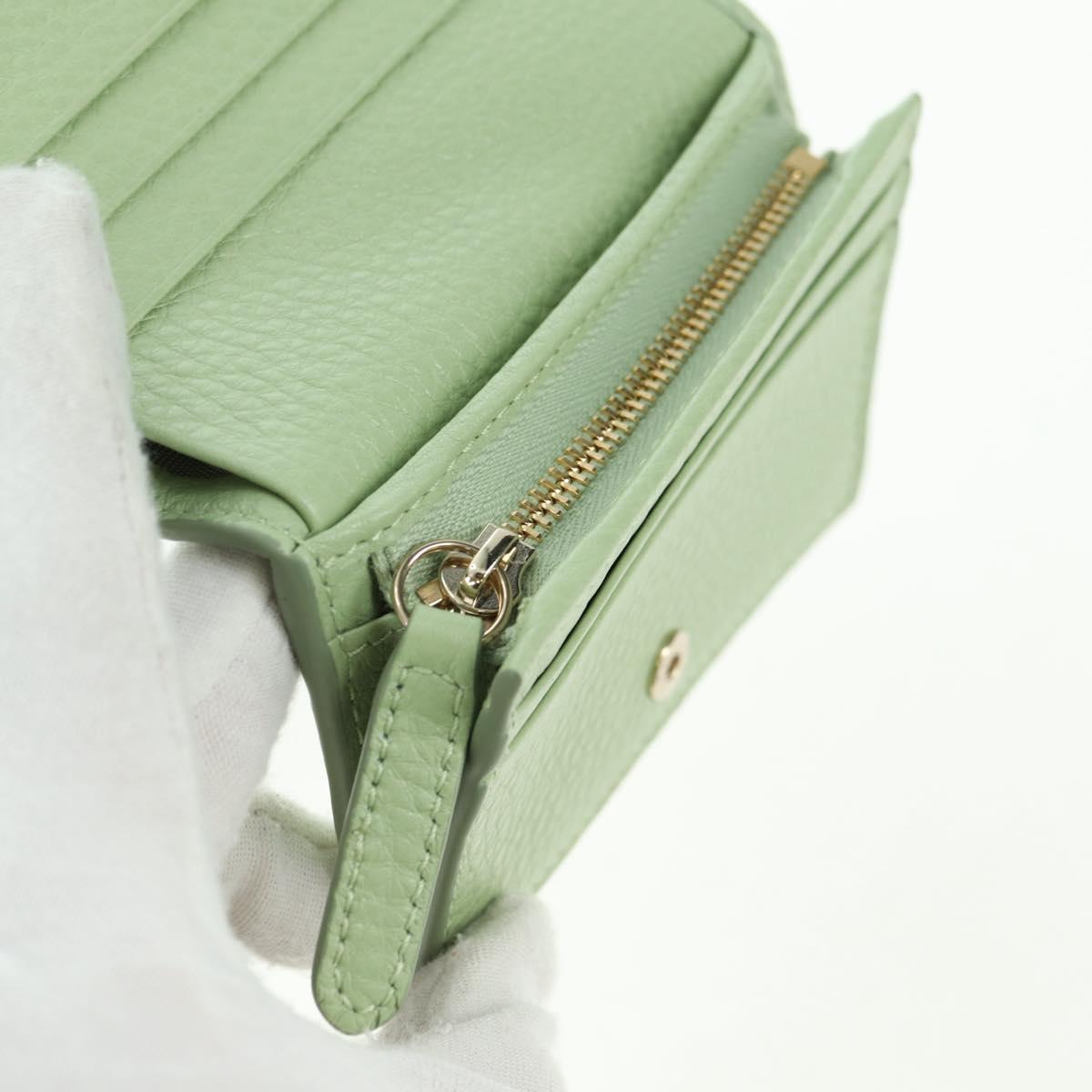 GUCCI GG Canvas Guccissima Bifold Wallet Leather Green Gold 815901 Auth BA12479M