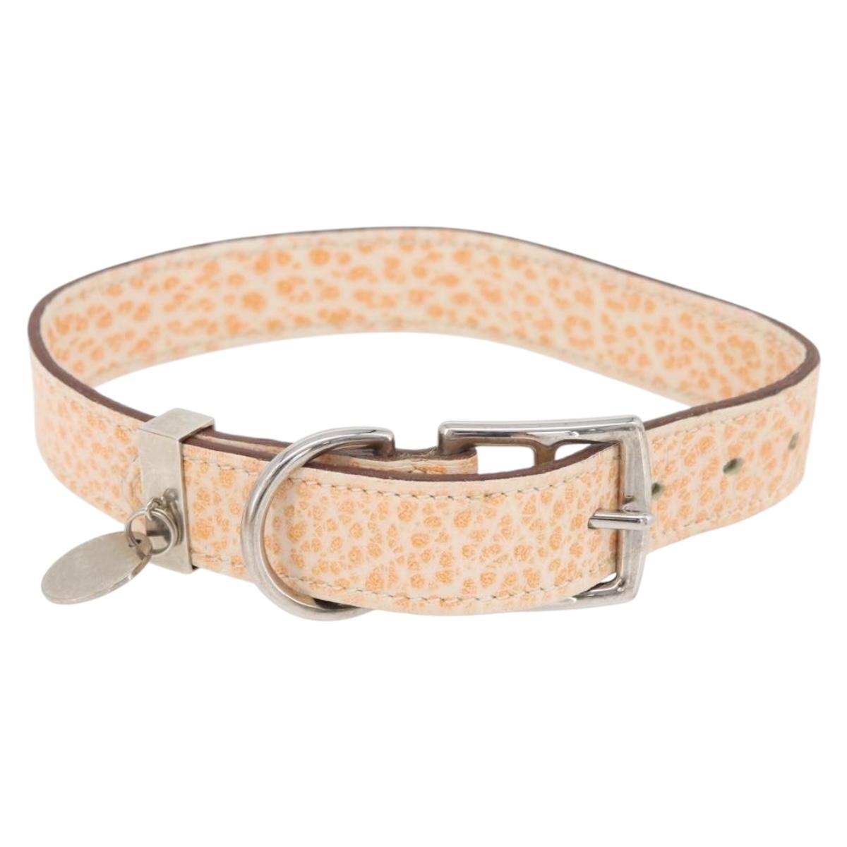 HERMES Collar Dog Leash Leather Orange Silver LV Auth BA12490V