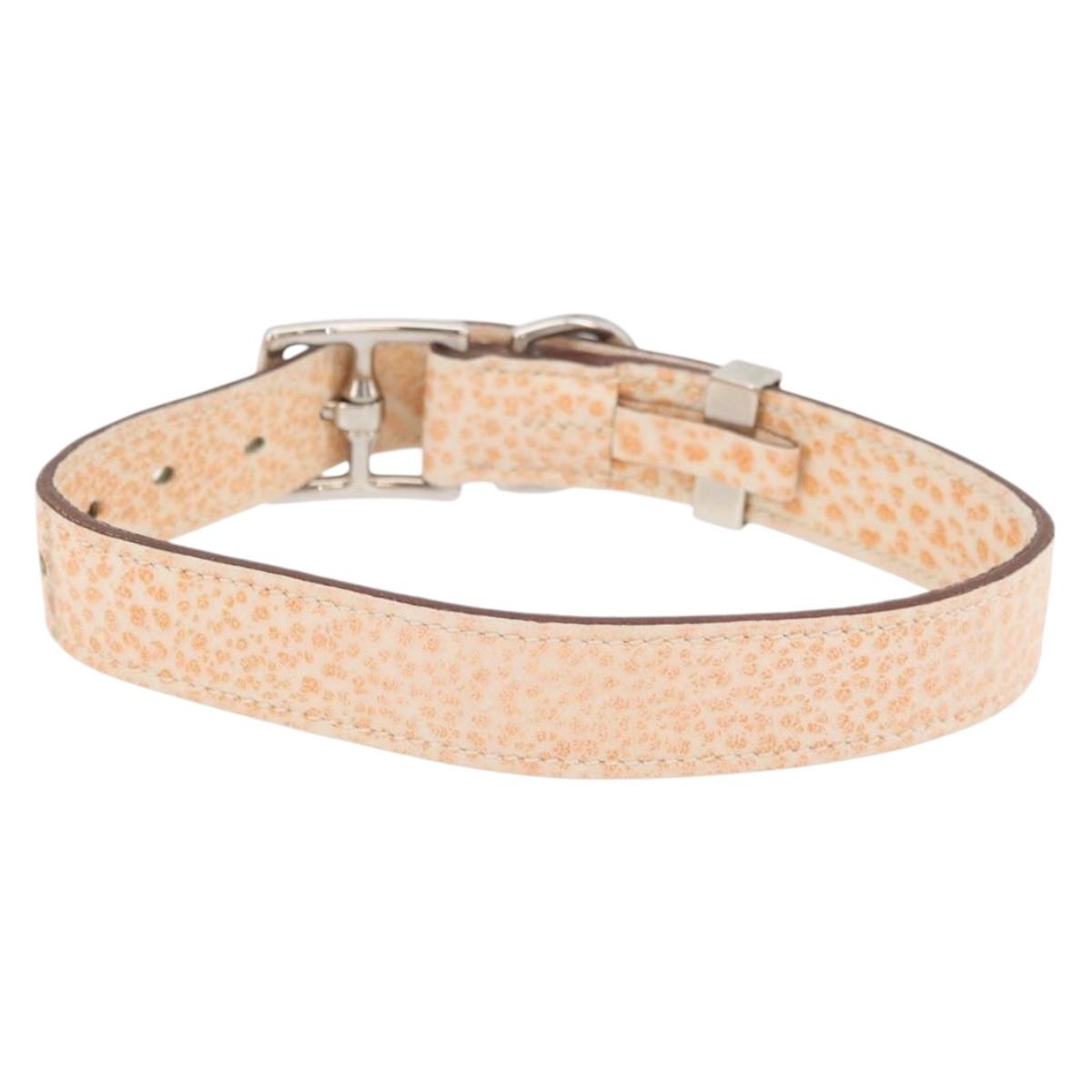 HERMES Collar Dog Leash Leather Orange Silver LV Auth BA12490V