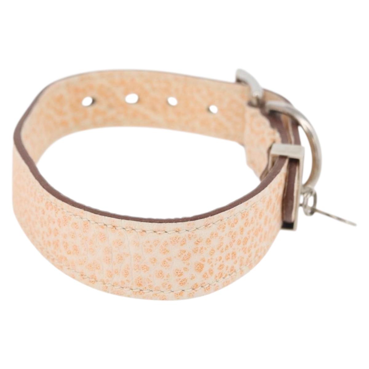 HERMES Collar Dog Leash Leather Orange Silver LV Auth BA12490V