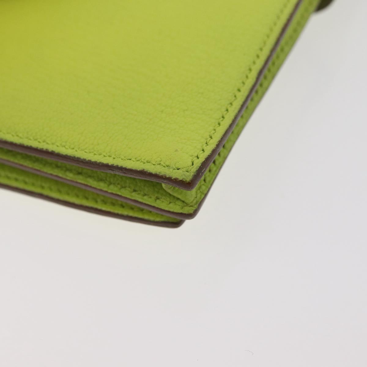 HERMES Bearn Soufflet Wallet Leather Green Auth BA12491A