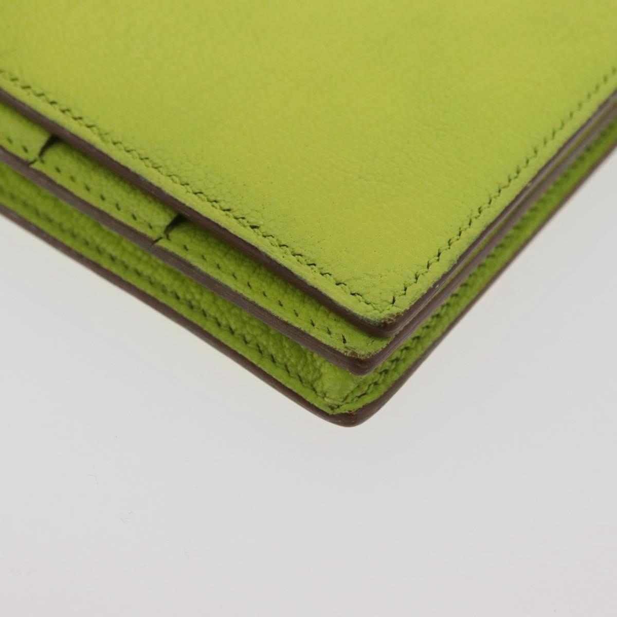 HERMES Bearn Soufflet Wallet Leather Green Auth BA12491A
