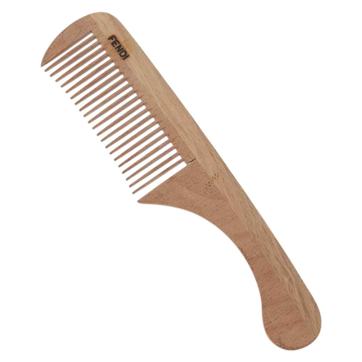 FENDI Pecan Canvas Comb Wood Brown Auth BA12492A