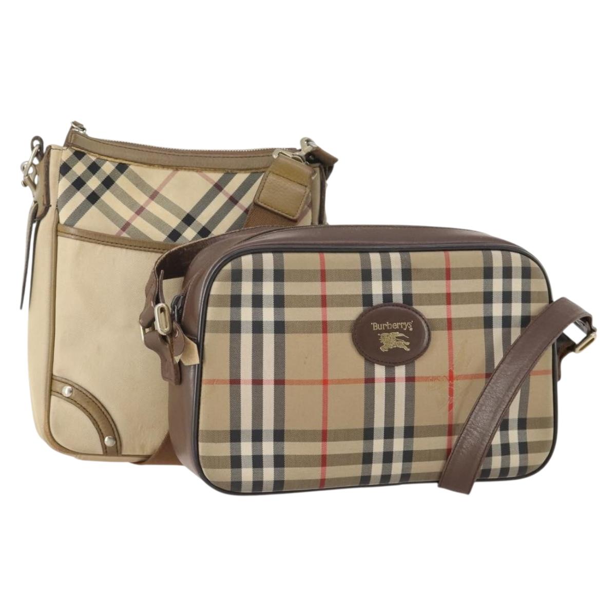 Burberrys Burberry Nova Check Shoulder Bag Canvas 2 Set Beige Auth BA12494