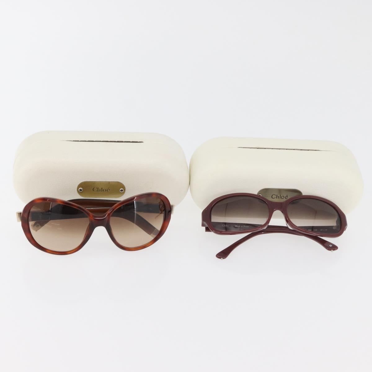 Chloe Sunglasses plastic 2 Set Brown Bordeaux Auth BA12498