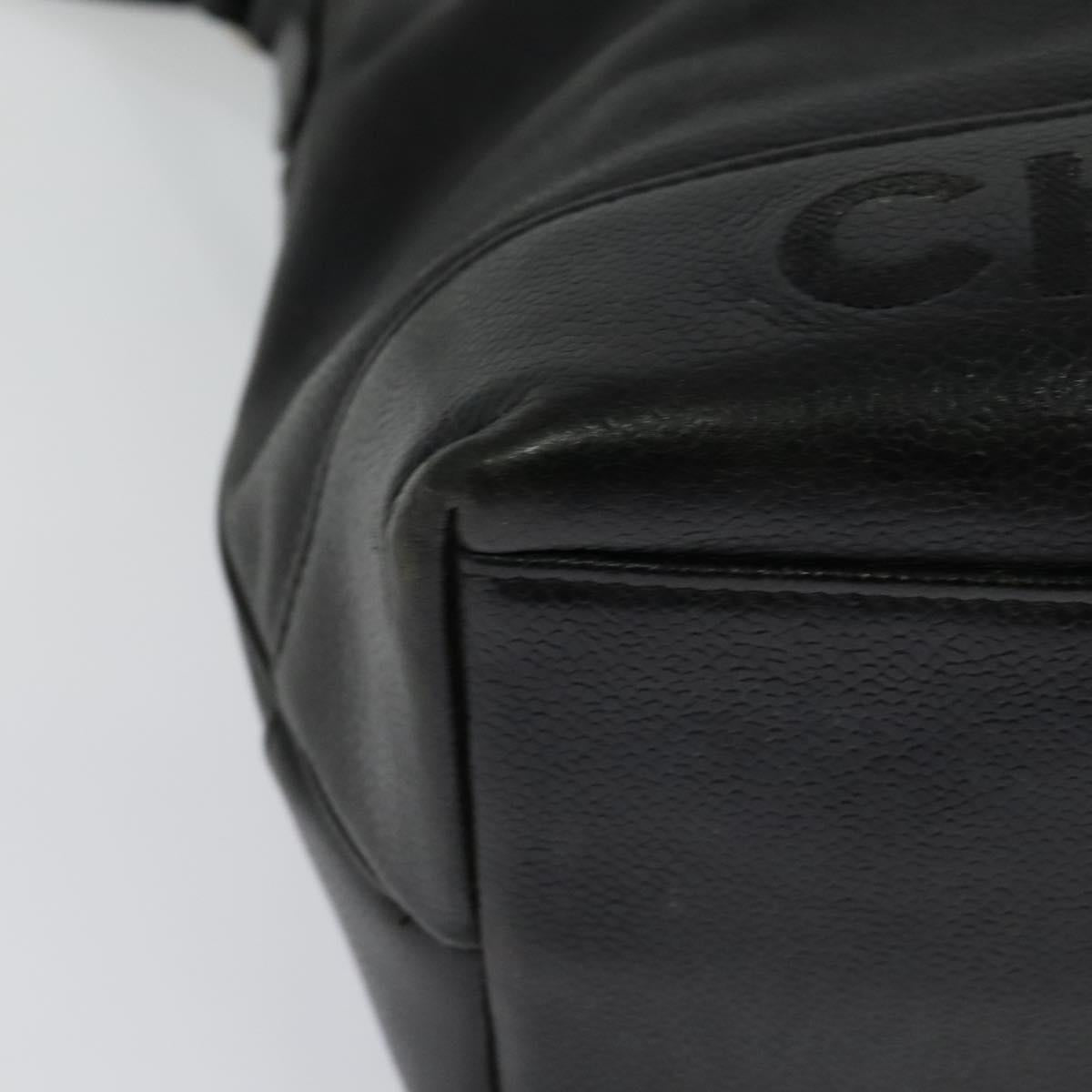 CHANEL Shoulder Bag Caviar Skin Black Silver CC Auth BA125