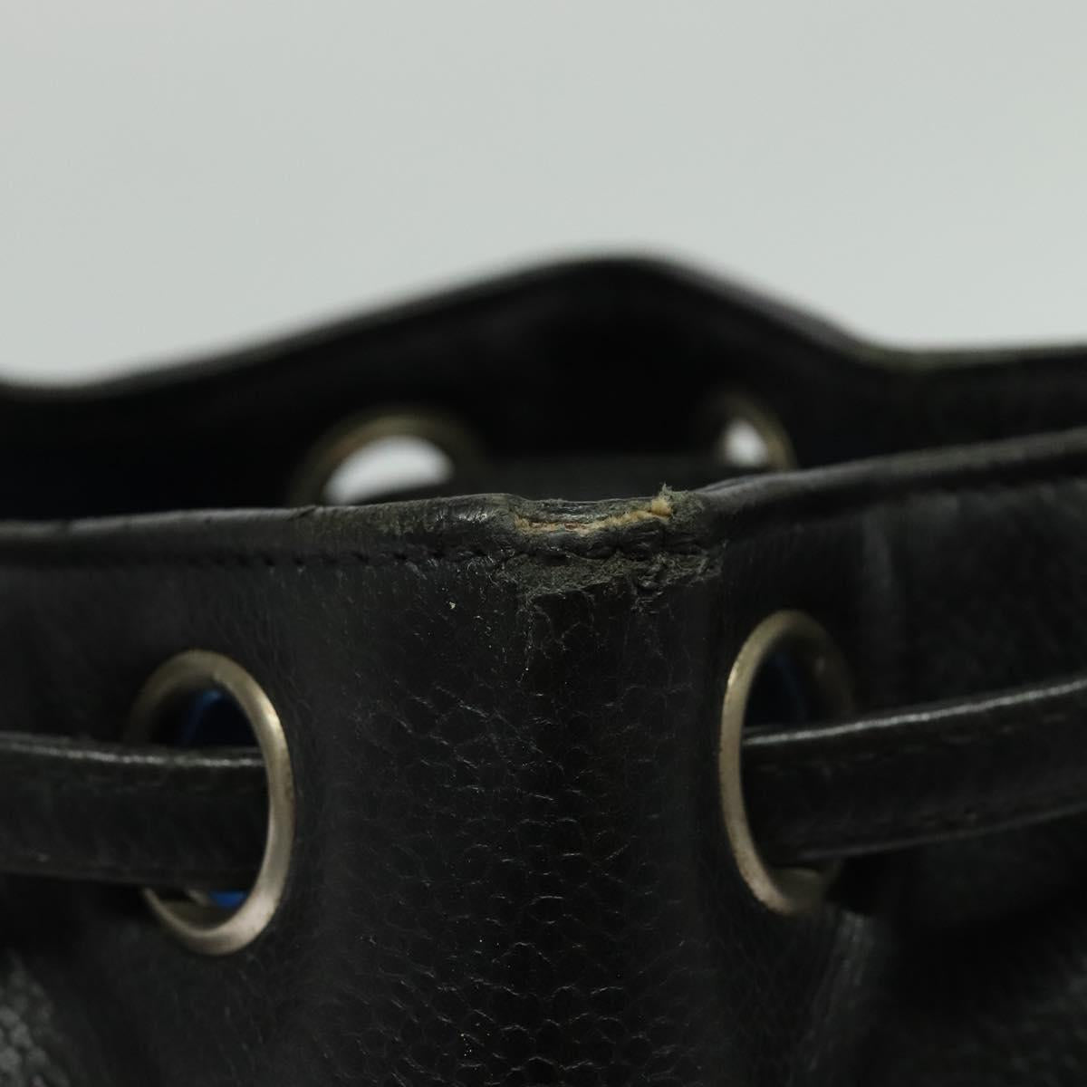 CHANEL Shoulder Bag Caviar Skin Black Silver CC Auth BA125