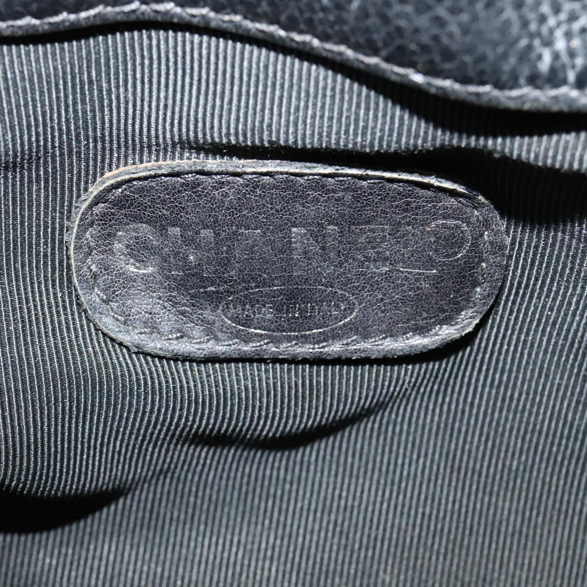 CHANEL Shoulder Bag Caviar Skin Black Silver CC Auth BA125