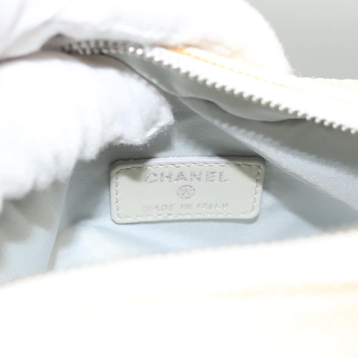 CHANEL Bicolore Pouch PVC Leather Gray CC Auth BA1250
