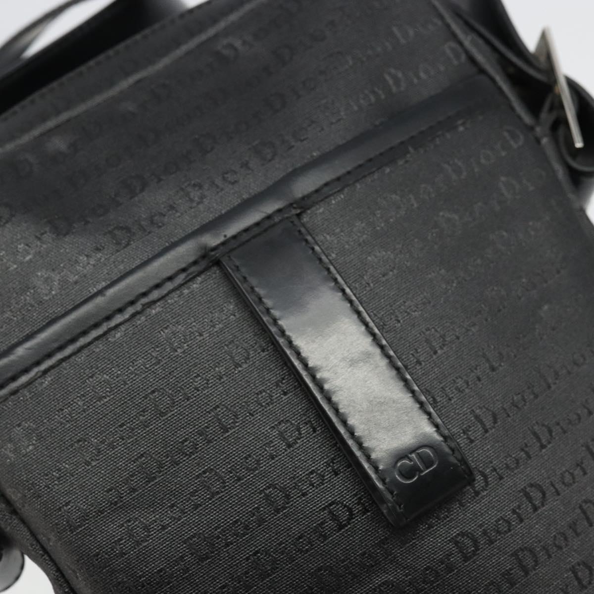 Christian Dior Shoulder Bag Coated Canvas Black Silver Auth BA12508A