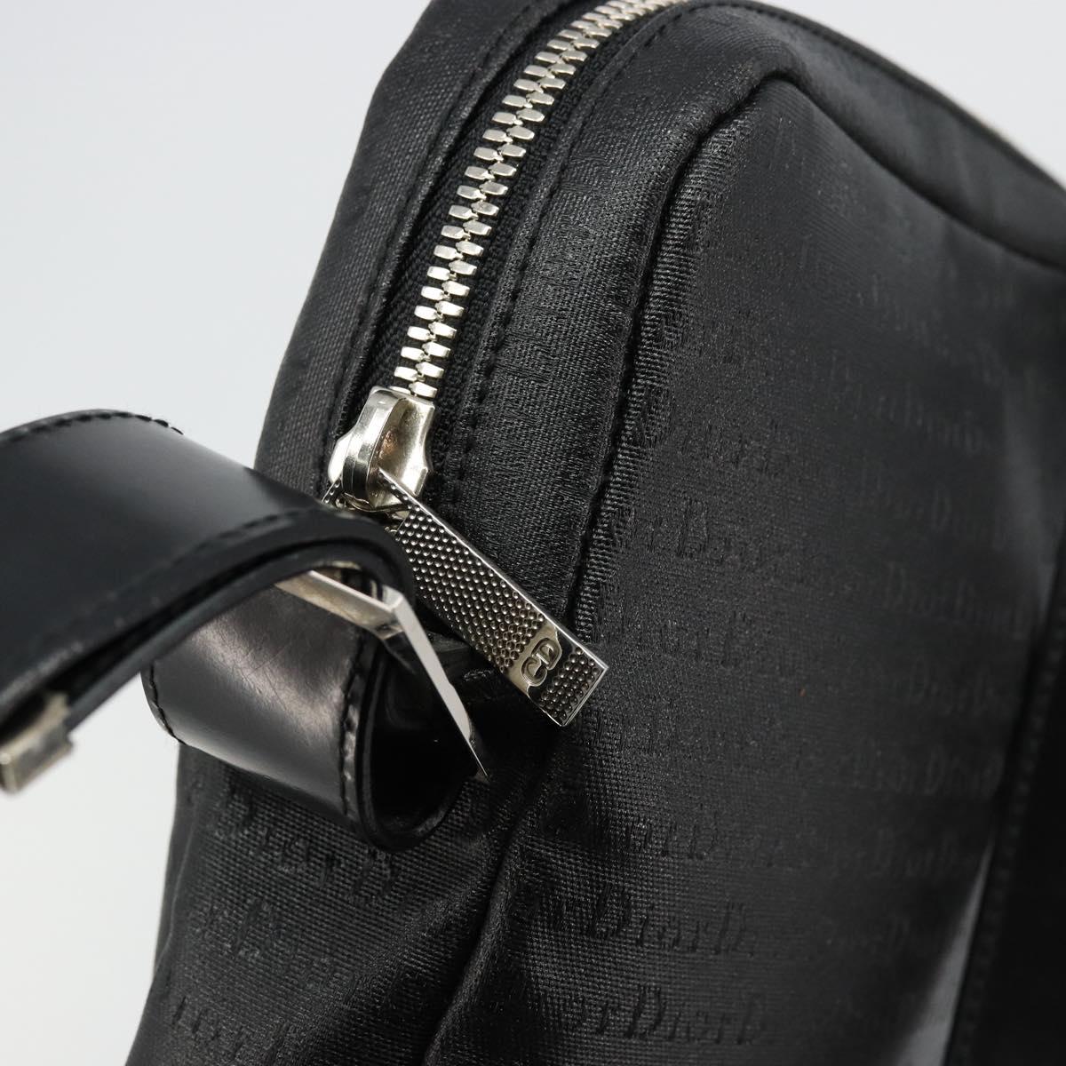 Christian Dior Shoulder Bag Coated Canvas Black Silver Auth BA12508A