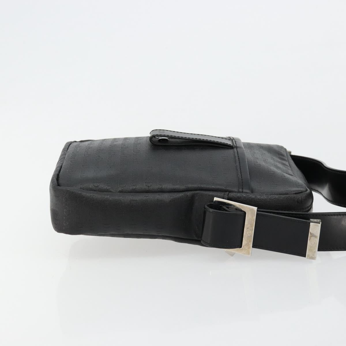 Christian Dior Shoulder Bag Coated Canvas Black Silver Auth BA12508A