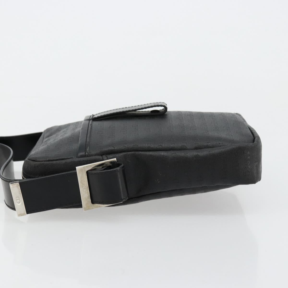 Christian Dior Shoulder Bag Coated Canvas Black Silver Auth BA12508A