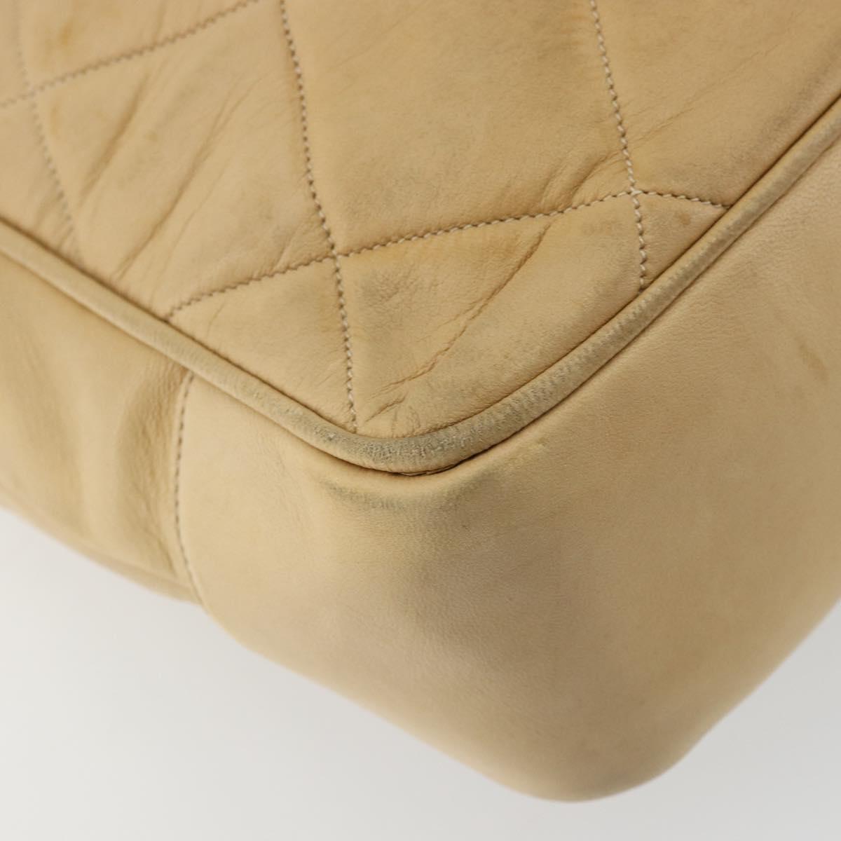 CHANEL Matelasse Hand Bag Lamb Skin Beige CC Auth BA12511