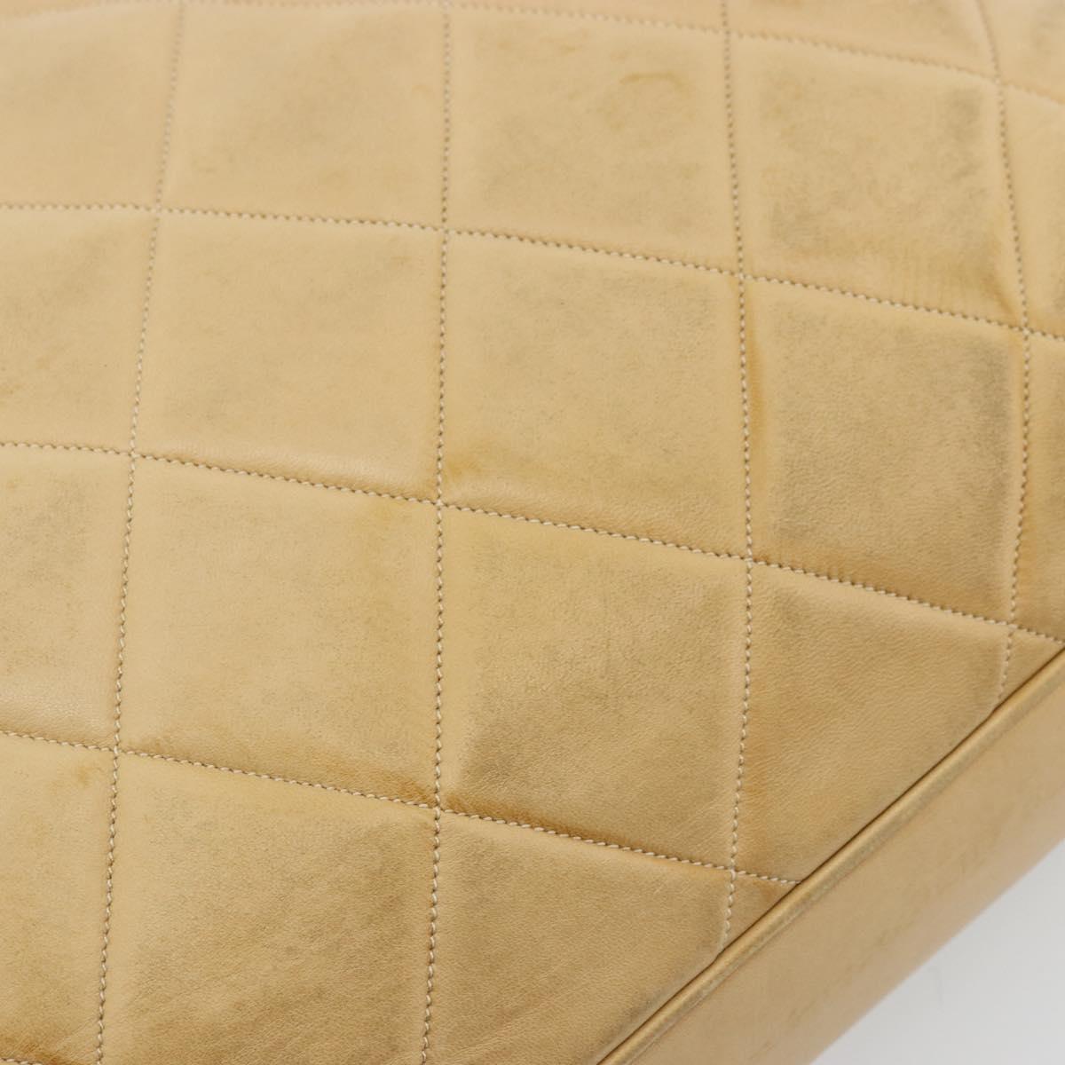CHANEL Matelasse Hand Bag Lamb Skin Beige CC Auth BA12511