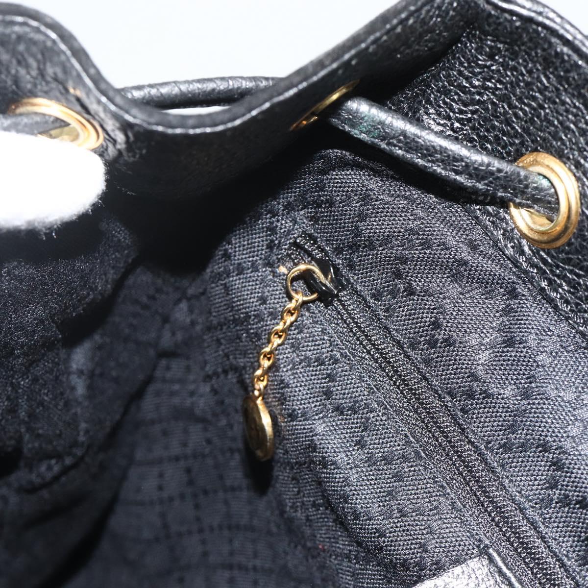 GUCCI Bamboo Backpack Suede Leather Black Gold Auth BA12515