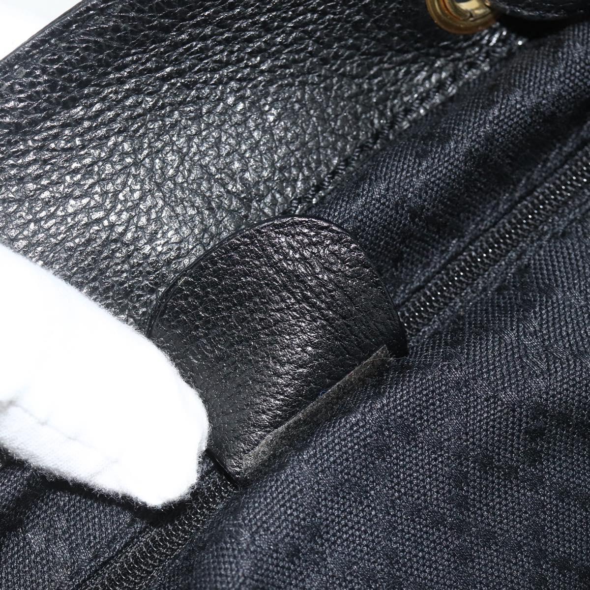 GUCCI Bamboo Backpack Suede Leather Black Gold Auth BA12515