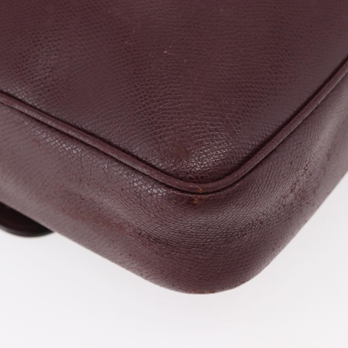 Salvatore Ferragamo Shoulder Bag Leather Bordeaux Silver Auth BA12518