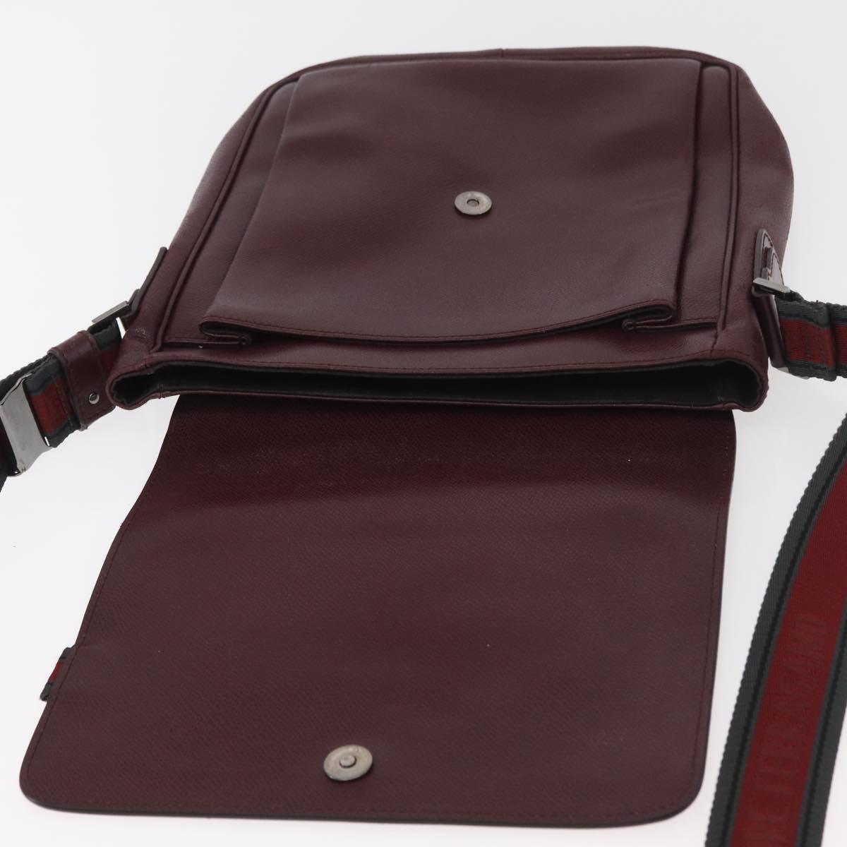 Salvatore Ferragamo Shoulder Bag Leather Bordeaux Silver Auth BA12518