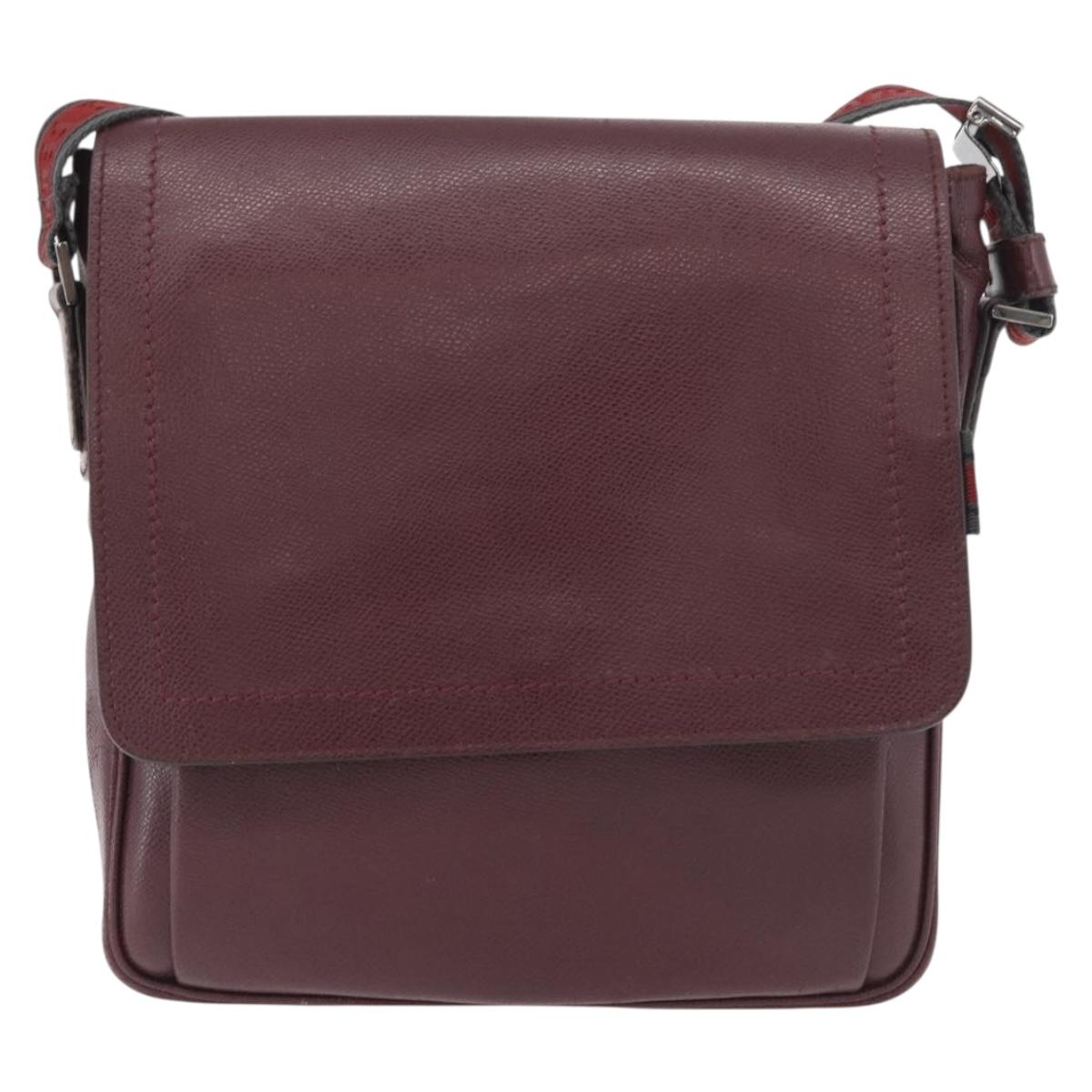 Salvatore Ferragamo Shoulder Bag Leather Bordeaux Silver Auth BA12518