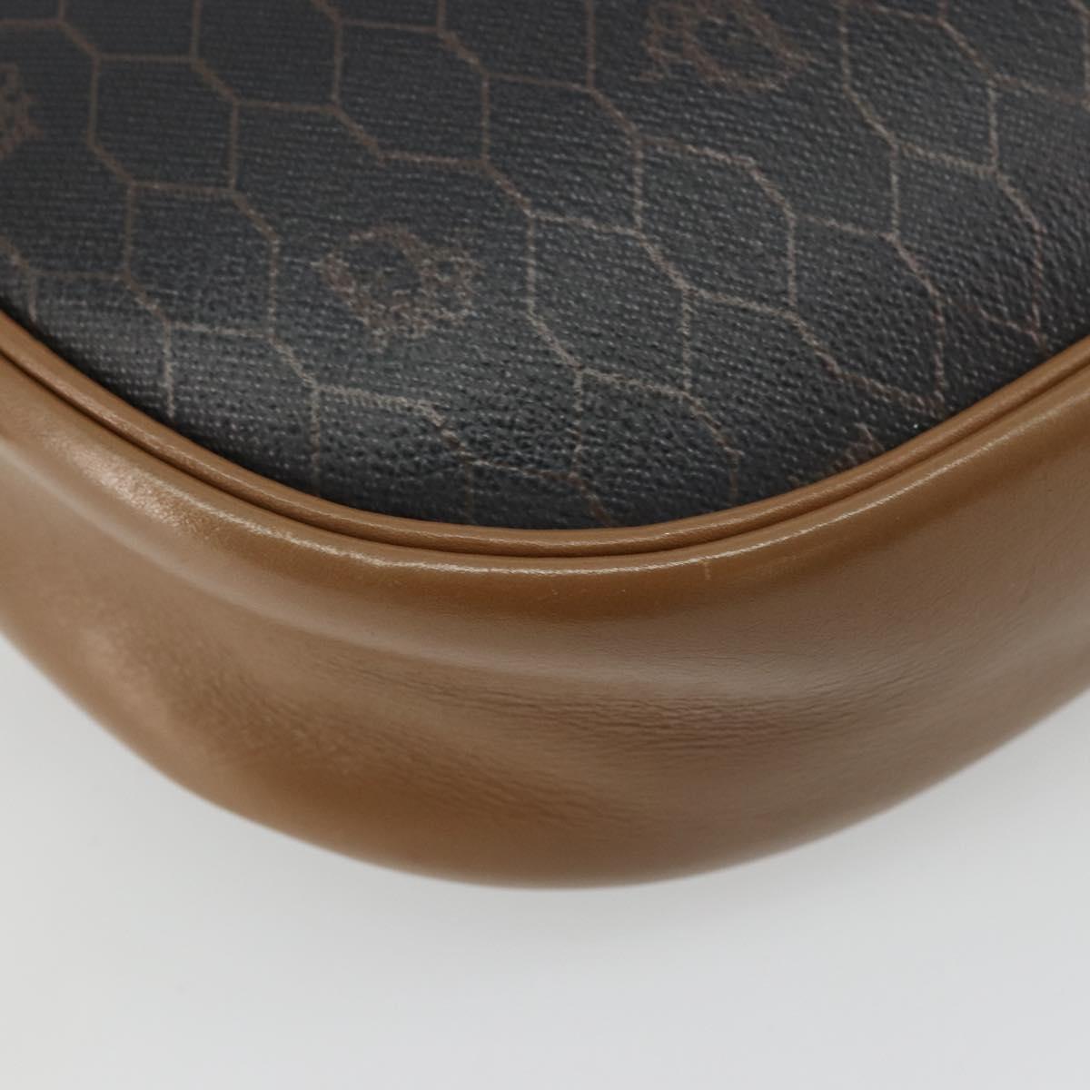 Christian Dior Honeycomb Canvas Shoulder Bag PVC Black Gold Auth BA12519