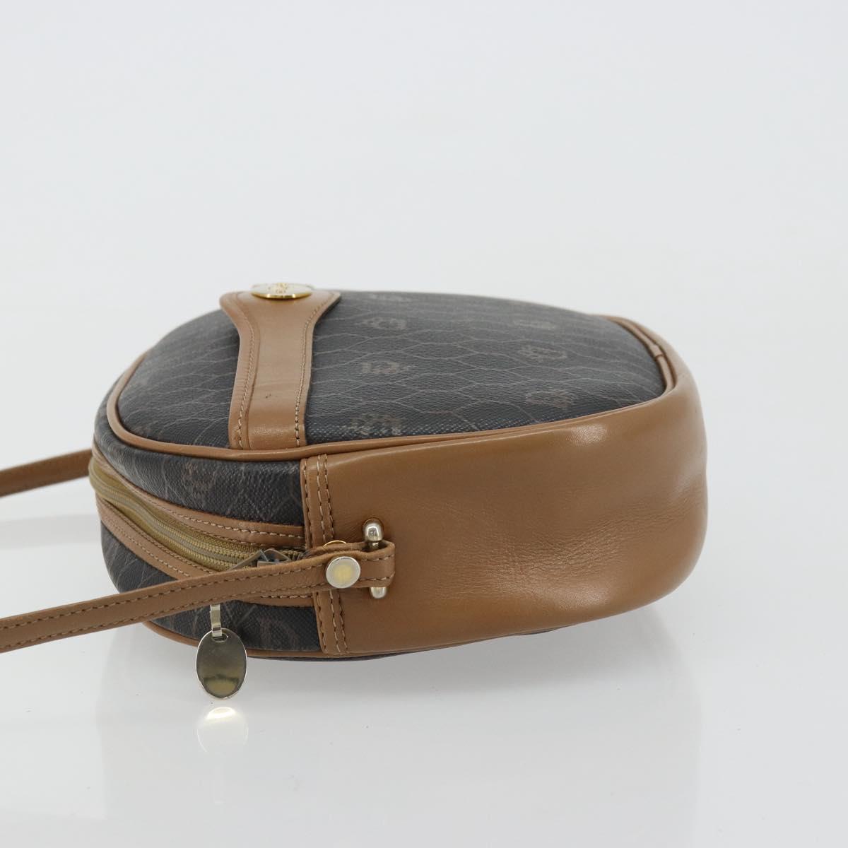 Christian Dior Honeycomb Canvas Shoulder Bag PVC Black Gold Auth BA12519